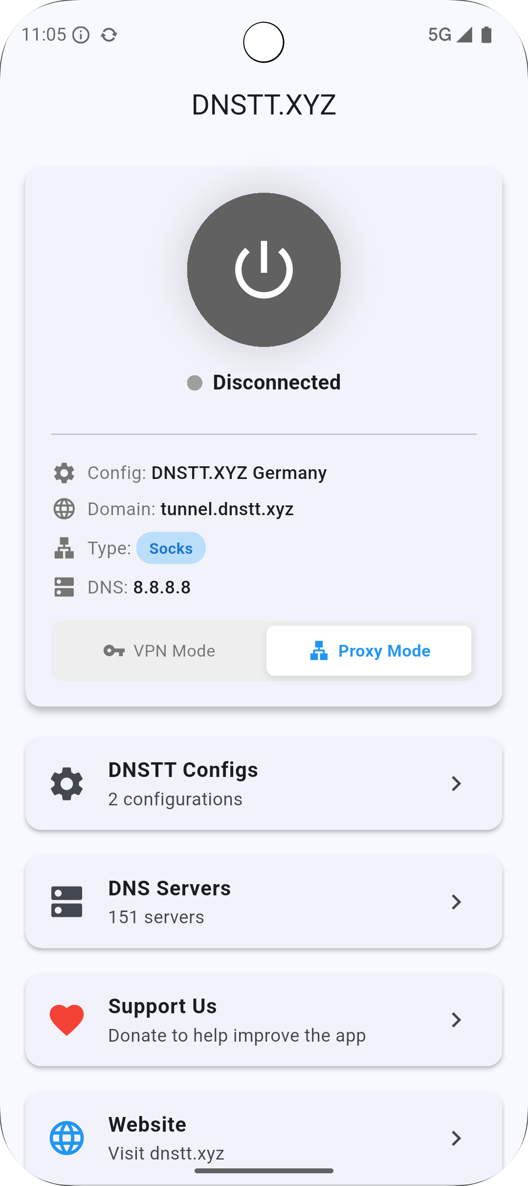 DNSTT Android - Main Page